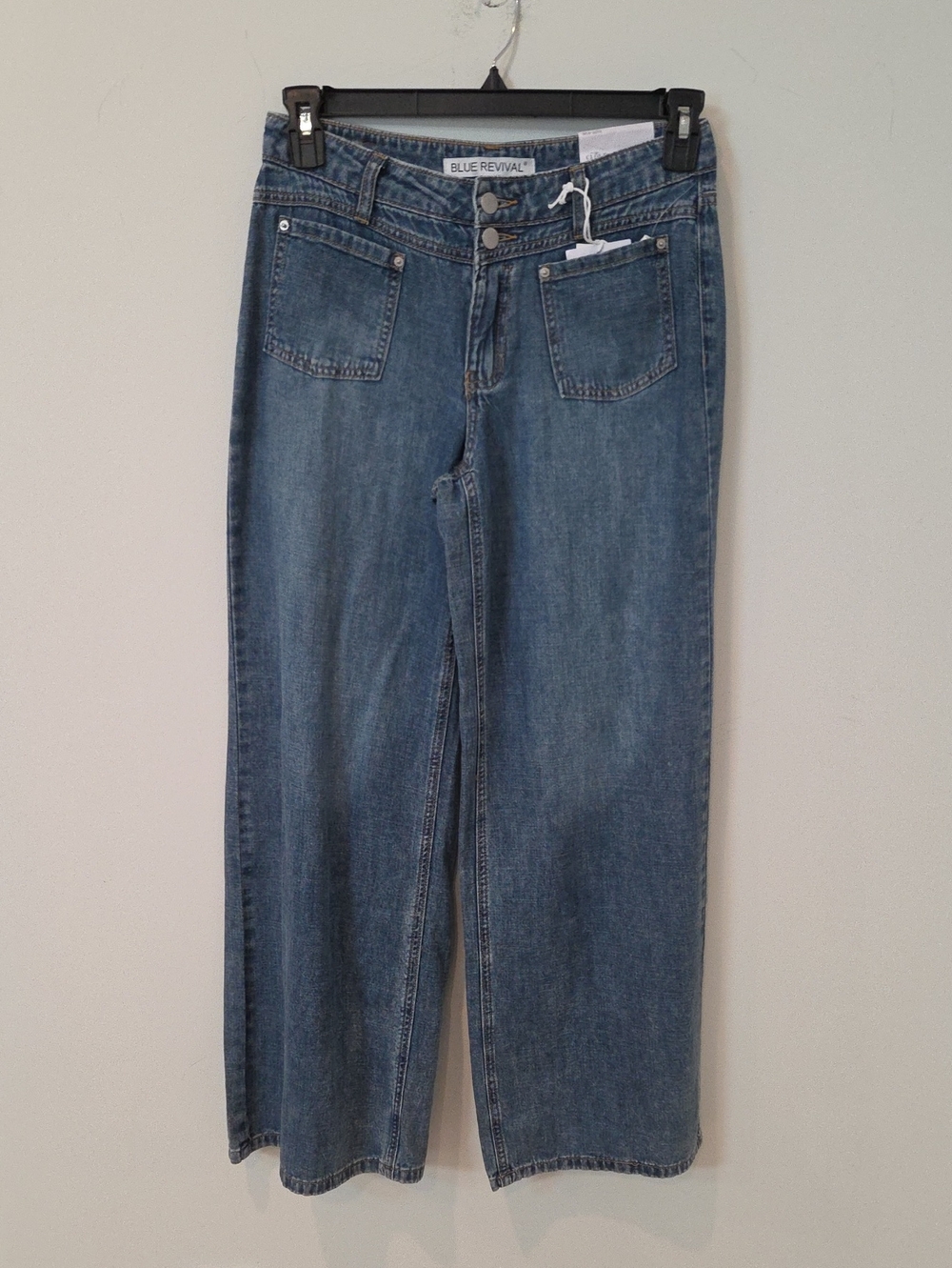 Blue Revival Avery Mid Rise Patch Pocket Wise Leg Jeans Size 26/4 NWT